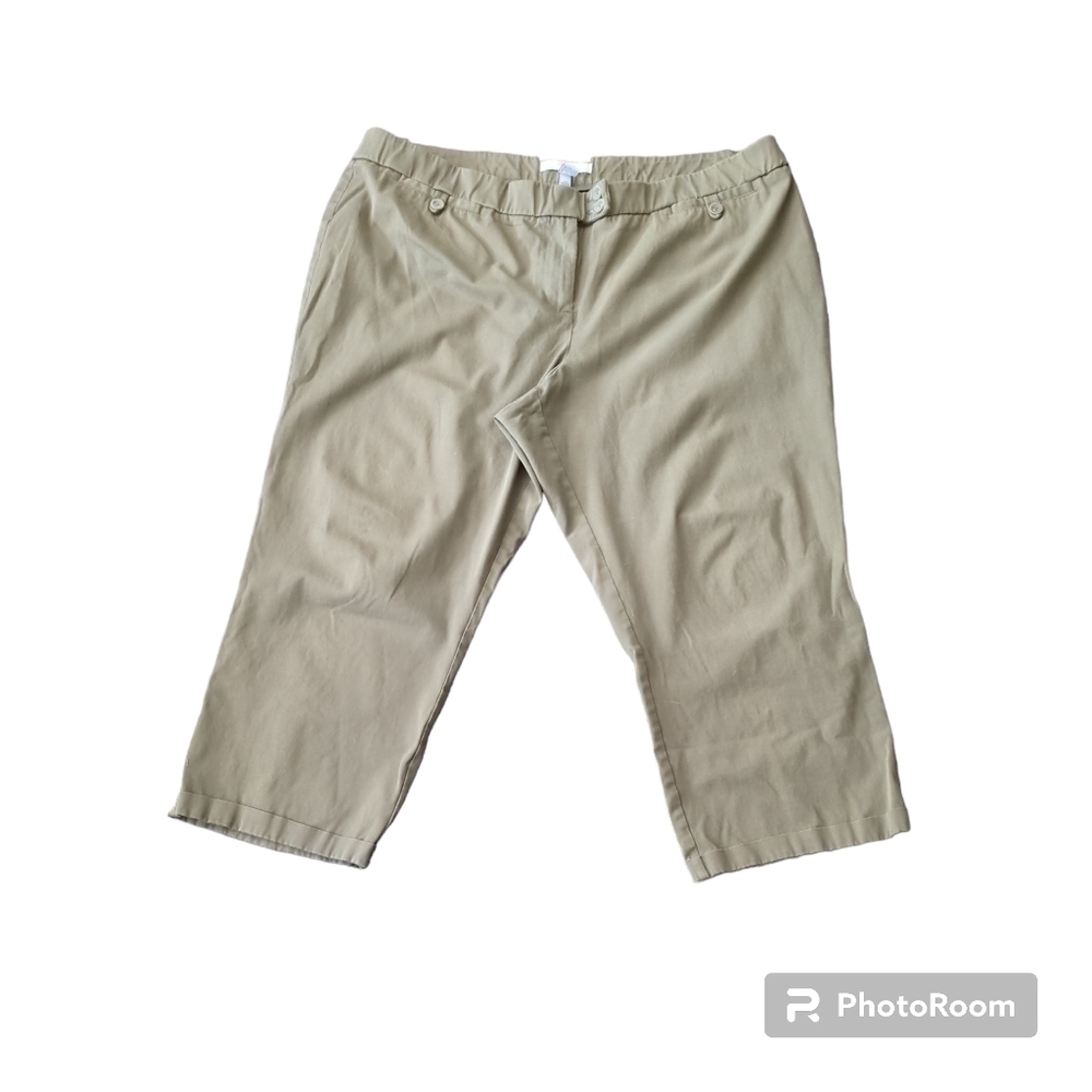 Chico's Tan Cropped Elastic Back Cuffed Pant Tan Size‎ 3 (US XL/16)